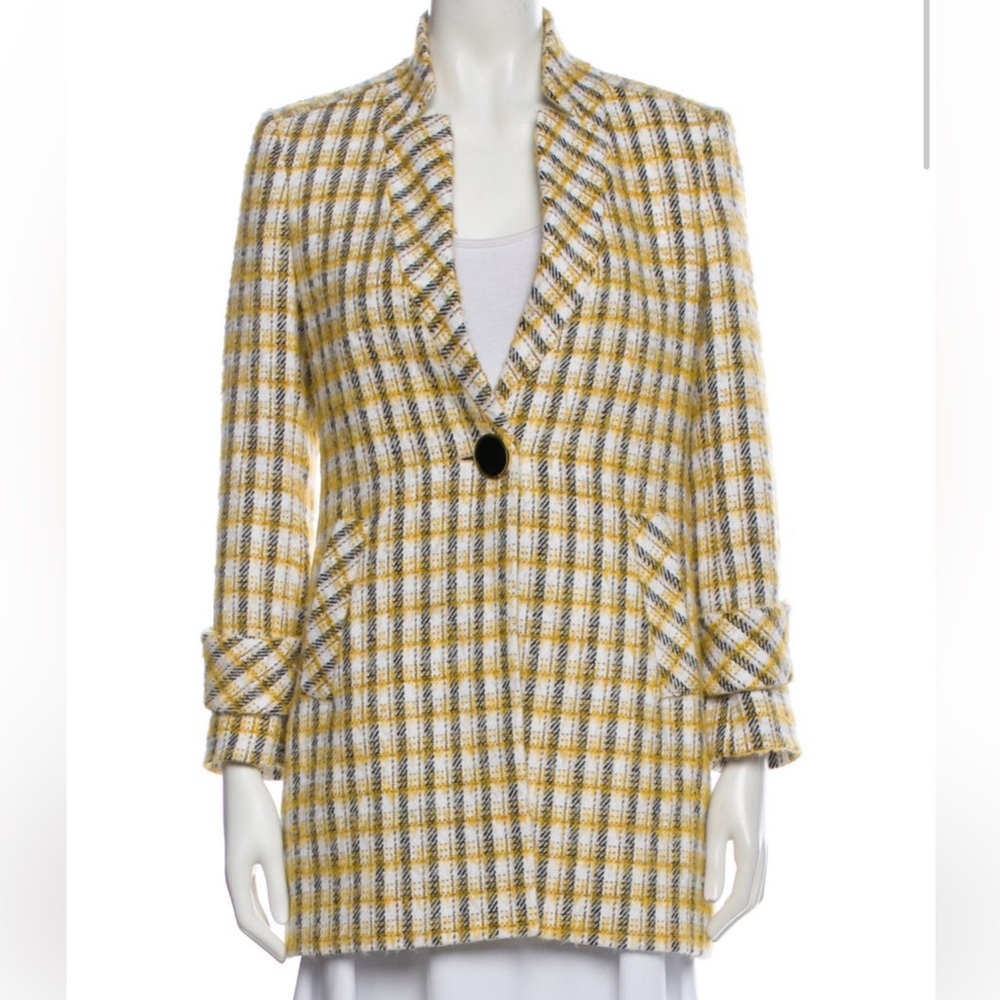 Veronica Beard Jin Yellow Plaid Dickey Jacket Coat - Picture 6 of 9